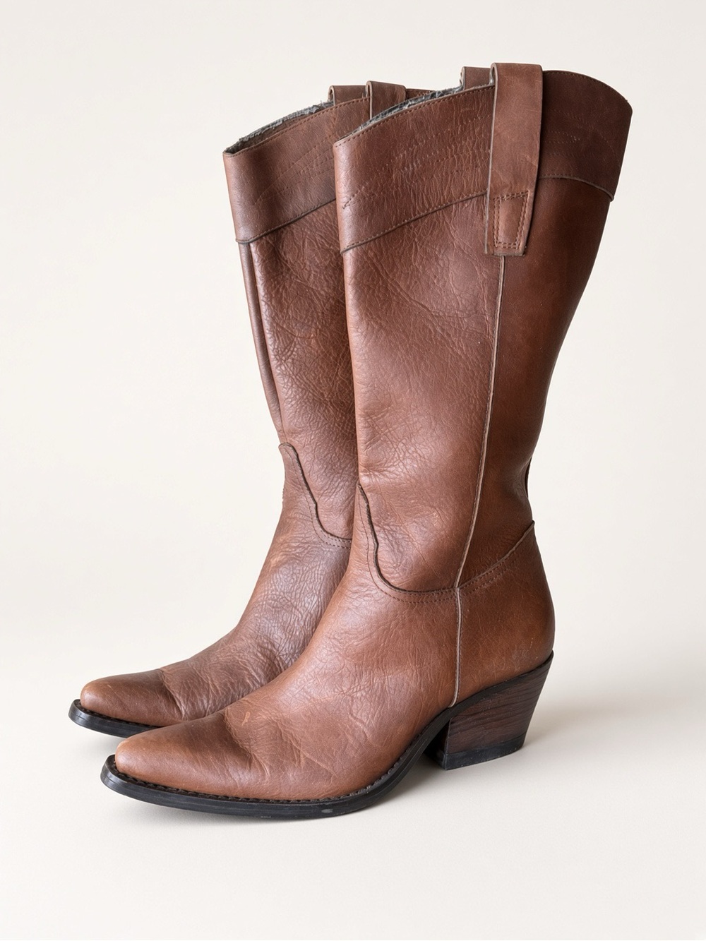 Guess women’s brown leather pull-on western boots size 7 NWOT pull on